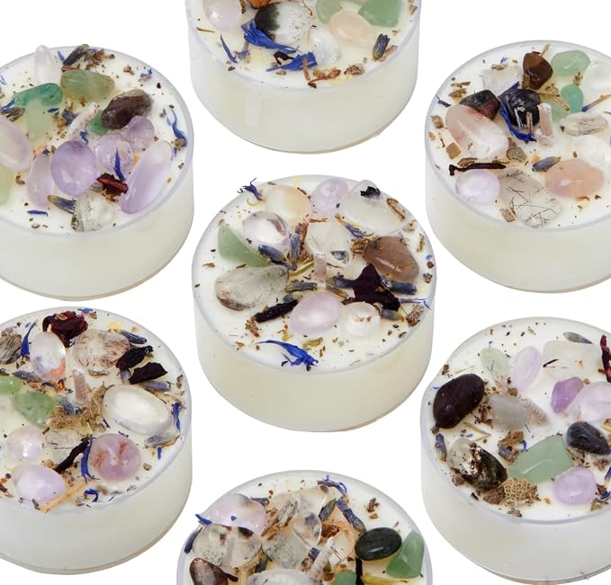 Moon Garden Candle by New Moon Beginnings - Soy Candle - All Natural Aromatherapy Crystal Candles - Intention Candle - Manifestation Candle - Set of 6 Tealights