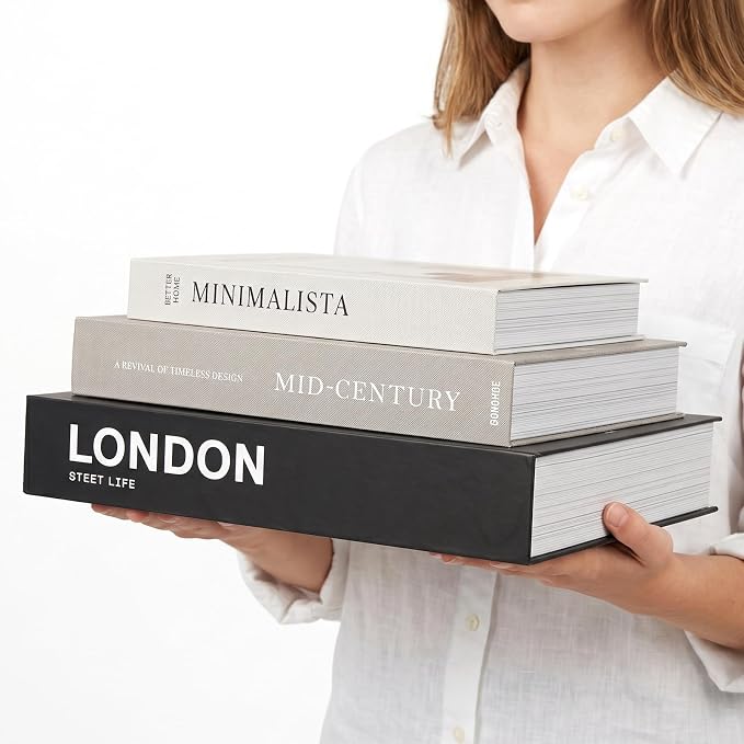 OurWarm Set of 3 Large Decorative Books, Coffee Table Books for Home Decor | Extra Large Size, Decorative Storage Boxes, Magnetic Closing Lid, Fake Books for Living Room Office Bookshelf Entryway Decor