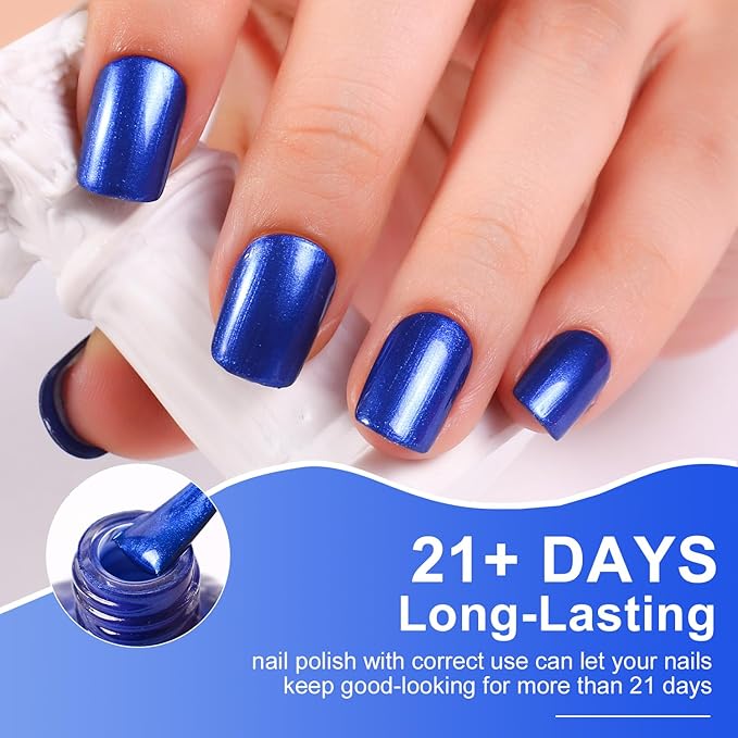 Major Dijit Quick Air Dry Nail Polish Glitter Blue Regular Nail Polish Non UV Gel Hema 0.34 fl oz.