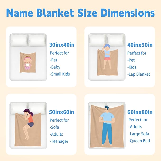Personalized Name Blankets, Custom Blanket with Name for Kids Baby Girls Boys Adults, Customized Flannel Throw Blanket Gifts for Christmas Birthday Anniversary