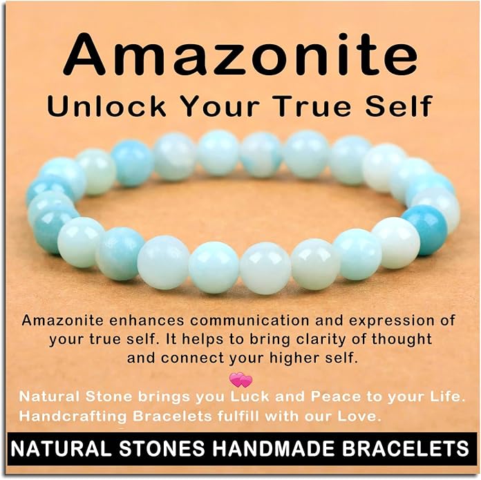 AD Beads Handmade Gemstone Stretch Elastic Bracelet Crystal Healing Reiki Nature's Beauty and Spiritual Essence Unisex