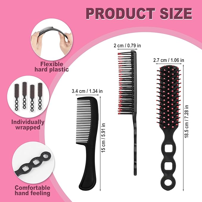 Hair Brush and Combs Bulk Individually Wrapped for Homeless,Disposable Hair Combs Bulk Hair Brushes Detangling Hairbrush for Women Shelter Nursing Hotel Church Charity Supplies200