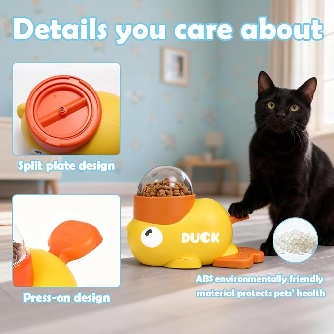 2 in 1 Dog Interactive Treat Dispenser Toy - Durable Food Puzzle Slow Feeder, Duck Shape Enrichment Toys with Button, Mentally Stimulating Toys for Dogs/Cats/Pets