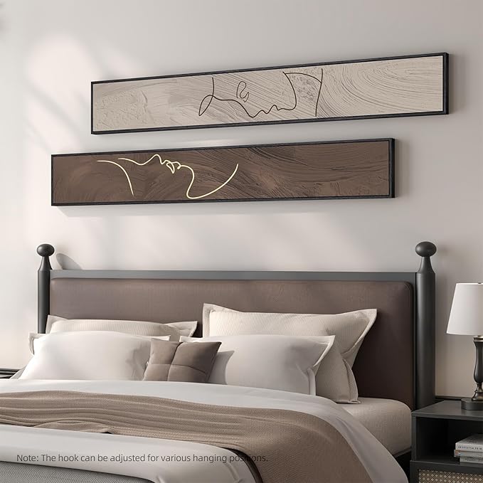 Large Framed Neutral Abstract Vertical Wall Art Set of 2, Modern Brown and Beige Canvas Prints Paintings for Walls, Minimalist Long Narrow Pictures for Living Room Bedroom Hallway Entryway Wall Decor