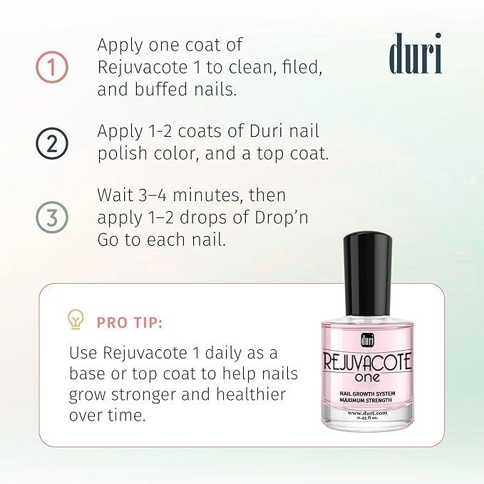 duri Rejuvacote 1 Nail Growth System and duri Drop'n Go Polish Drying Drops Combo