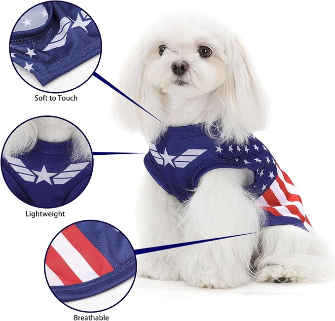 American Flag Inspired Dog Vest: Perfect Dog Shirt, Ideal Tank Top for Everyday Wear, Independence Day Celebrations Quality Materials for a Cute and Stylish Look Blue USA XXL