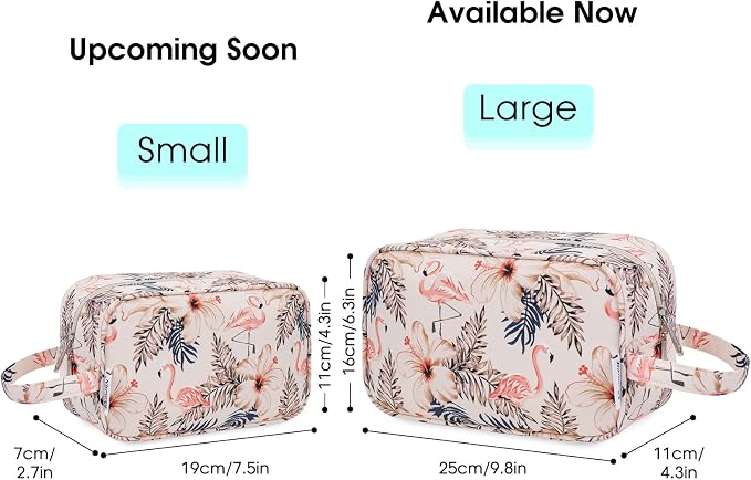 Narwey Travel Toiletry Bag for Women Traveling Dopp Kit Travel Bag for Toiletries Cosmetic Bag Makeup Bag Medicine Bag for Traveling (Beige Flamingo)