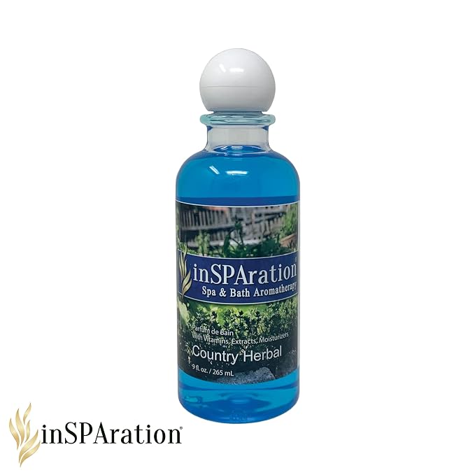inSPAration Spa and Bath Aromatherapy 113X Spa Liquid, 9-Ounce, Country Herbal, Blue