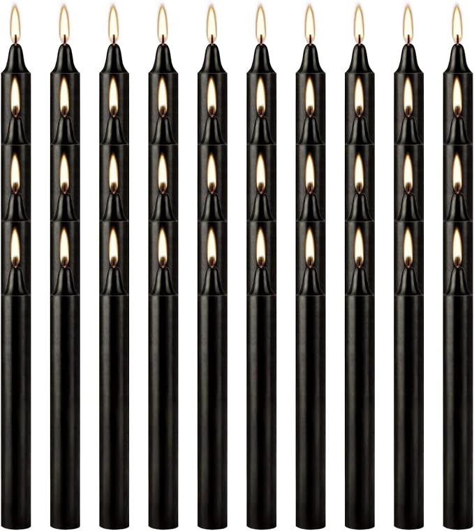Black Taper Candles, 4 Inch, Unscented, 100% Cotton Wick, 2-Hour Burn Time, for Halloween, Rituals, Meditation, Altar, 40 Pack