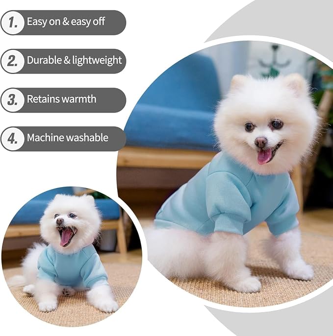 BINGPET Dog Hoodie for Large Dogs, Soft Pullover Pet Sweater | Warm Dog Sweatshirt Clothes, Winter Hooded Outfit for Girl Boy Dogs Puppy, French Pitbull Cold Weather Coats Wear, Blue L
