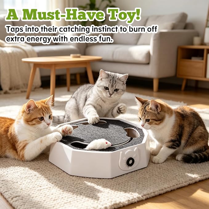 Automatic Cat Toy, Rechargeable Interactive Cat Toy with 4 Modes & Sounds