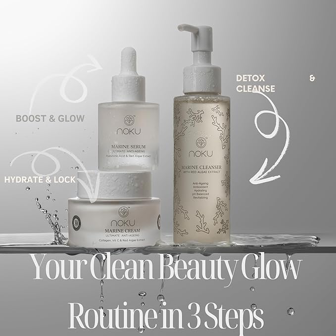 Noku Marine Cleanser | Blue Beauty | Vegan & Cruelty-Free with Red Algae Extract, For Hydration and Calms Redness, Bioactive Molecules, Marine Peptides