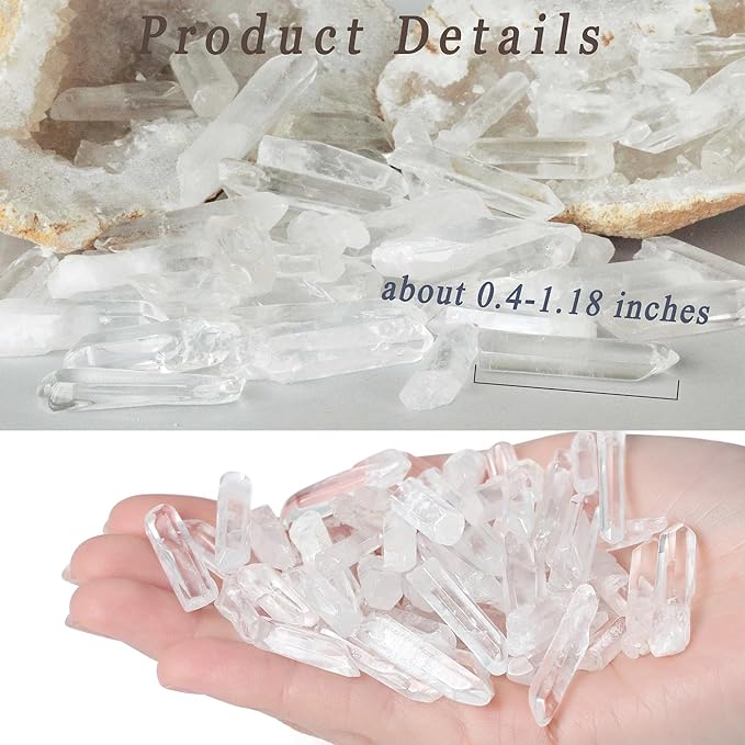DUQGUHO Clear Quartz Crystals Points Bulk Healing Crystal Stones Irregular Shape Raw Quartz Points Crystal Wand for Jewelry Making Polishing Cabbing Reiki Energy Balance 0.4-1.18" 0.22 lb