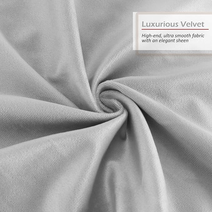 Throw Pillow Inserts Pack of 2 with Velvet Soft Solid Decorative Square Throw Pillow Covers Set for Sofa Couch Car Bedroom, 26X26 Throw Pillows Inserts with 24x24 Washable Cushion Covers, Light Gray
