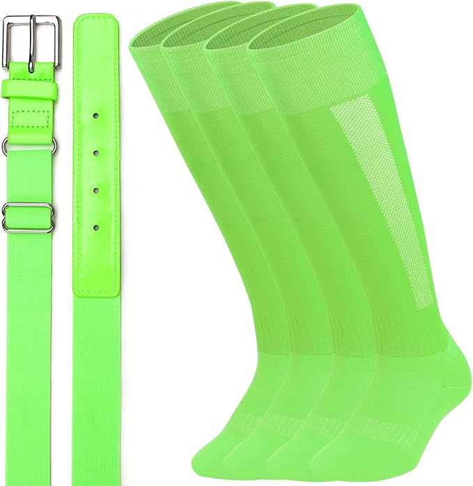 UnFader Baseball Socks and Belts Combo for Youth and Adult, Elastic Softball 2 Pair Socks and 1 Belts