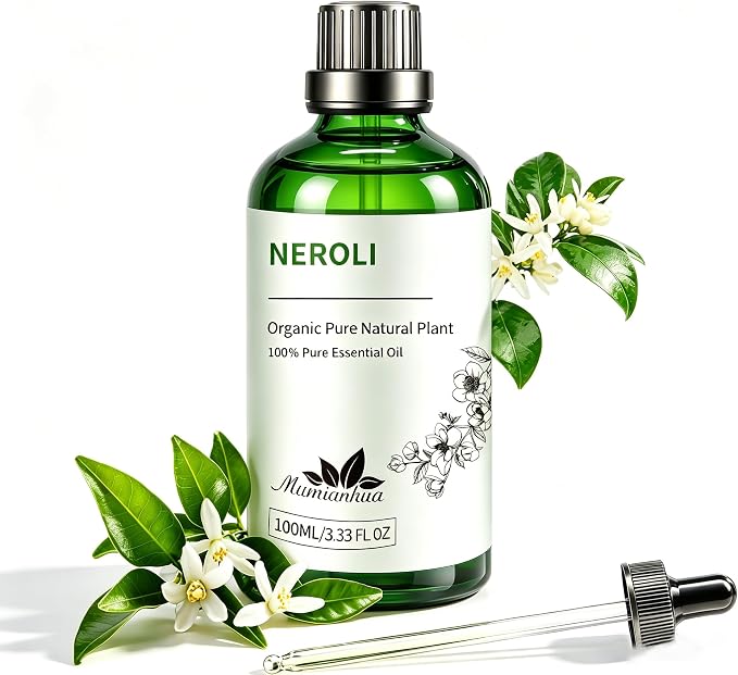 Neroli Essential Oil, Orange Blossom Oil, Diffuser, Skin & DIY, 3.38 Fl Oz | Mumianhua Neroli Oil, Steam-Distilled. Citrus-Floral Aroma. For Pillow Mist, Pulse Points, Perfume, Hair,Candle Making