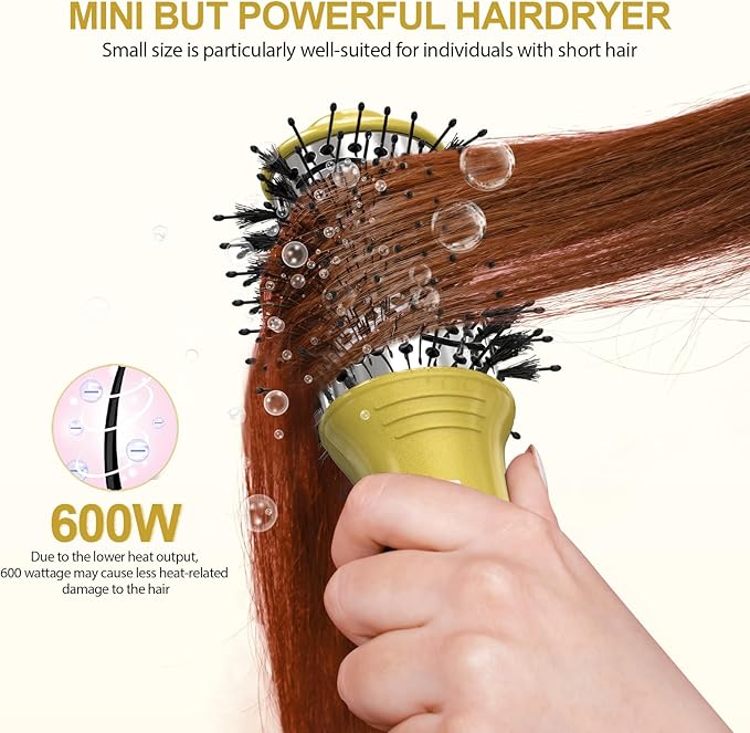 DAN Technology Dual Voltage Hair Dryer Brush Hot Air Brush, 2 inch Hair Blow Dryer Brush, Ionic Oval Barrel for Smooth