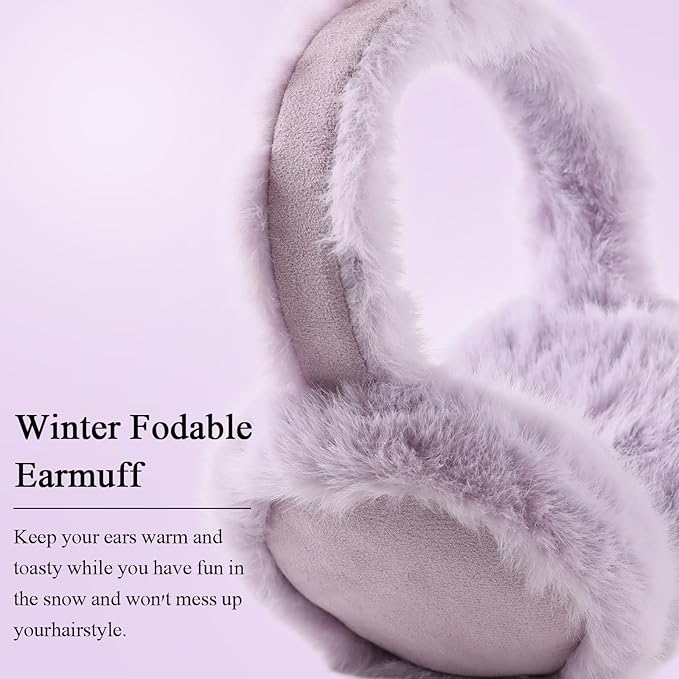 Zsedrut Winter Women Earmuff Foldable Ear Warmer Fluffy Ear Cover Warm Outdoor