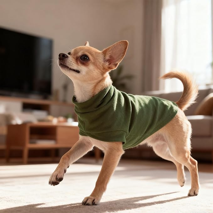 Cat Sweater Warm Fleece Pet Clothes for Cats Only | Soft Cat Vest Puppy Hoodie Coat, Fall Cold Winter Sweatshirt Pullover Clothing also for Small Dogs, Army Green L