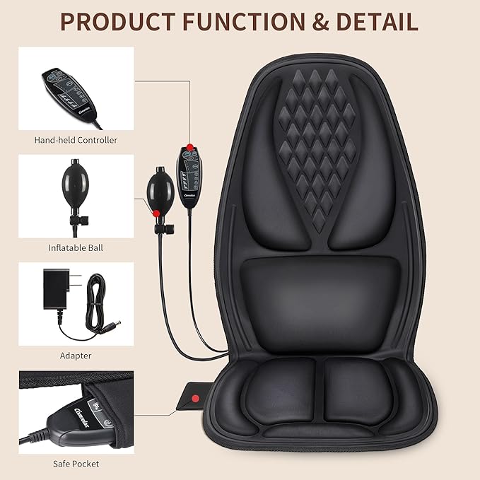Back Massager for Chair with 8 Motors, Massage Chair Pad, Seat Massager with Lumbar Support,Heating Pad for Home/Office/Wife/Husband/Christmas