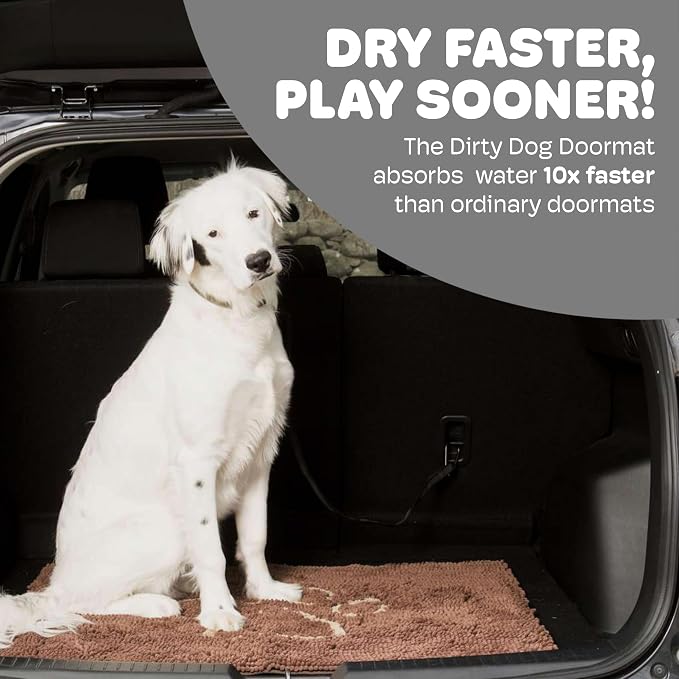 Dog Gone Smart Dirty Dog Doormat Runner - Mocha, 60 x 30 Inches | Fast Drying Rug with Super Gripper Backing for Clean Floors - Absorbent Microfiber and Machine Washable Mat for Muddy Paws