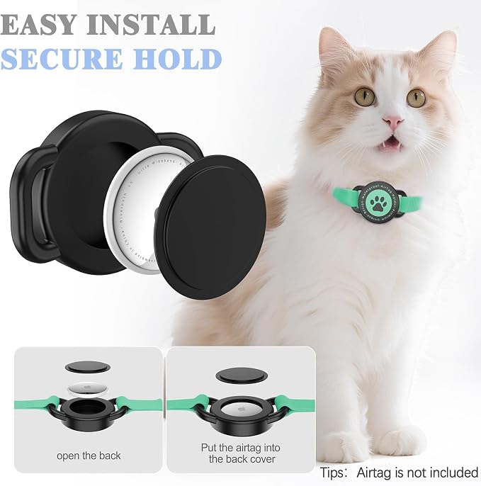 Airtag Cat Collar, Stretchy Kitten Collar with Apple Air Tag Holder, Green