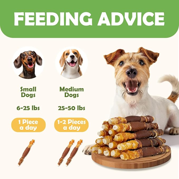 MON2SUN Dog Treats, 5 Inch Triple Flavor Wrapped Rawhide Sticks, 21.16 oz | 30 Count, Chicken Liver, Duck and Chicken Recipe, Long-Lasting Chew, Support Dental Health, for Small and Medium Dogs