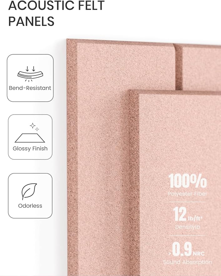 Fluxynara Felt Bulletin Board & Cork Board Alternative, Pink | 36" x 24" Pin board, Removable Adhesive Tabs, Easy Install Without Wall Damage, For Home Office Decor