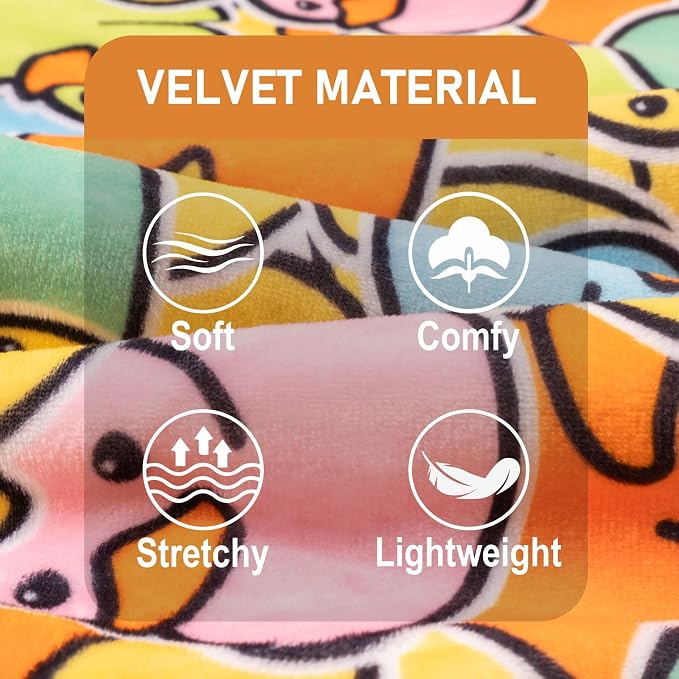 KYEESE Velvet Dog Pajamas for Small Dogs Soft Onesie Shirt, Colorful Duck | 4-Way Stretch, Lightweight & Breathable, Reduces Shedding, Gentle on Sensitive Skin, Recovery Support, Easy Potty Breaks