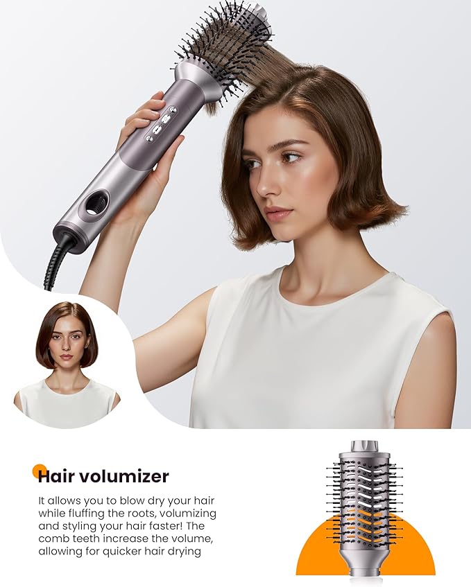 MESCOMB Upgraded Infrared 6 in 1 Hot Air Styler Wrap - Dual Voltage Hair Dryer| Fast Drying & No Heat Damage, Professional Multi-Styler for Curling, Volumizing & Smooth Straightening (100V-240V)