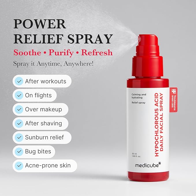 medicube Power Soothing Spray | Hypochlorous Acid Spray For All Skin Types, Delicate Skin | Daily Skin Solution & Post-Sun Care | HOCI Facial Mist for Soothing & Calming | Korean Skincare | 1.69 fl.oz