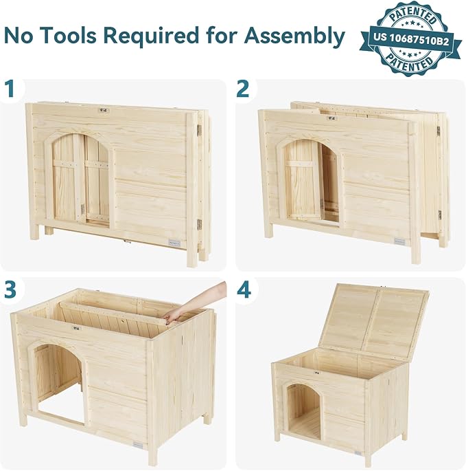 Petsfit Folding Litter Box Enclosure, No Tools Required for Assembly, Cat Litter Box Furniture Hidden, Fit Most of Litter Box, Dog House Cat House, 30" L×21" W×24.5" H