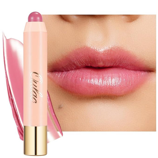 Oulac Light Pink Lipstick - Moisturizing Lipstick Tinted Lip Balm for Dry Lips, Hydrating Lip Crayon & Blush - Lip Colour and Cheeks Makeup | 2.48g, Rose Tea (06)