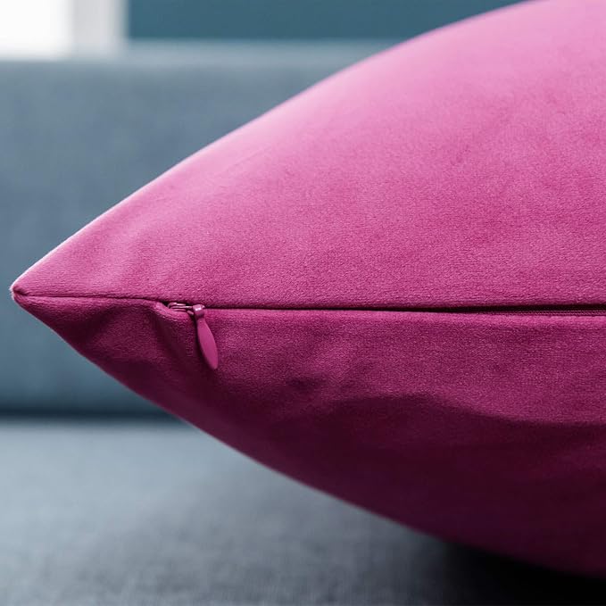 12x20 Lumbar Throw Pillow Covers Set of 2 for Couch Bed Sofa,Rose Red | Decorative Soft Velvet Cushion Covers with Invisible Zipper for Living Room Bedroom Home Decor