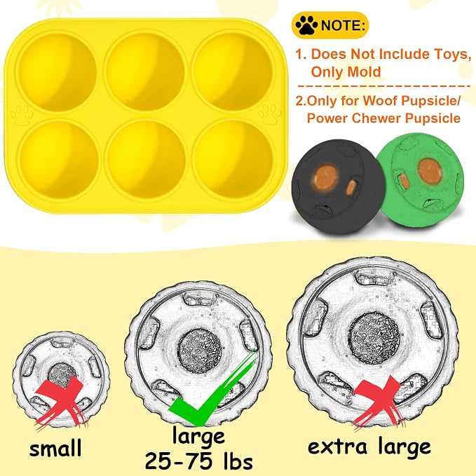 BABORUI Popsicles Molds Kit for Woof Pupsicle Large 25-75lbs, 12 Cavities Silicone Dog Treat Molds with Container Tong for Making Frozen Refill Pops Treats (L)