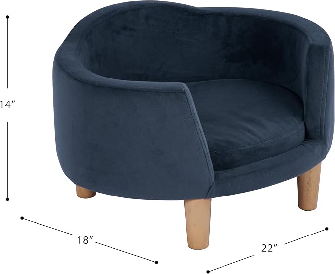 HomePop Curved Upholstered Pet Bed - Blue Velvet