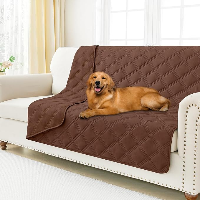 Smiry Waterproof Dog Bed Cover, Reversible Pet Blanket for Sofa Couch | Soft Washable Dog Blanket, Leakproof Couch Cover for Dogs Cats & Furniture Protection, 52x82, Brown/Brown