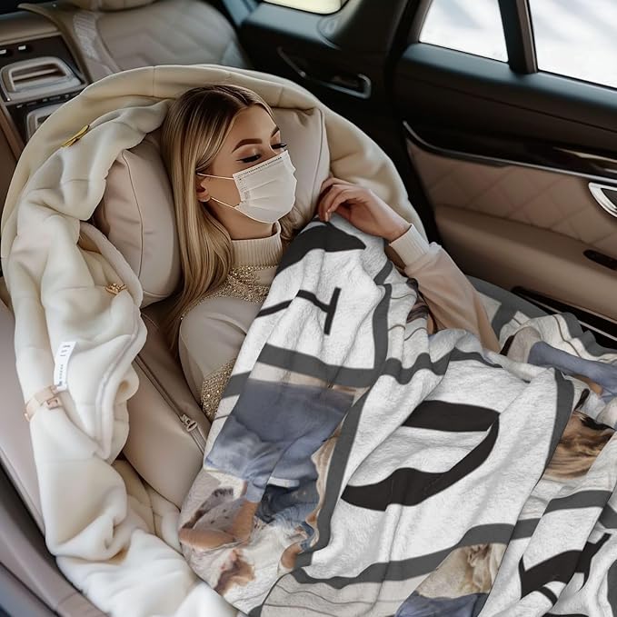 Custom Mom Blanket with 6 Photo & Text, Personalized Birthday Blanket with Picture for Mother, HD Printing Customized Flannel Throw Blanket Gifts for Best Mom Ever