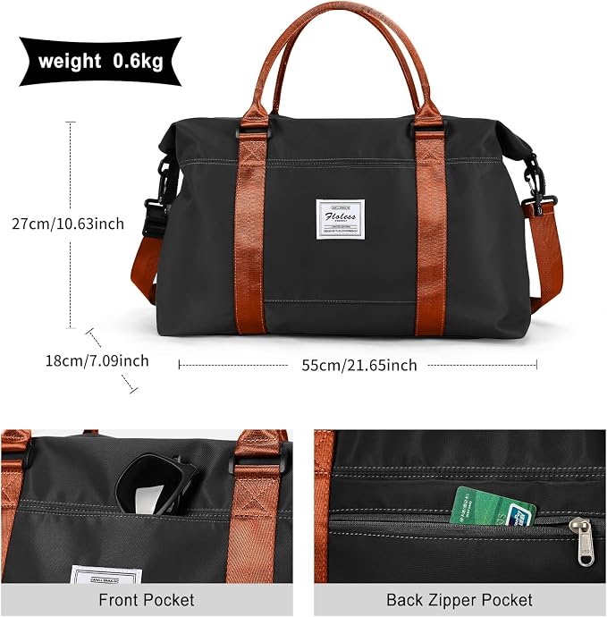 Travel Duffel Bag, Carry On Overnight Weekender Bags for Women | Travel Bag with Wet Pocket & Trolley Sleeve, For Spirit Airlines 18x14x8 Personal Item Bag