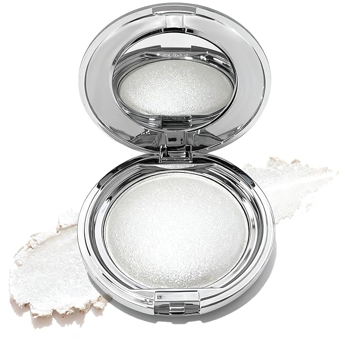 Highlighters Makeup Palettes,Face Glitter Glow Makeup Natural Glow Finish,Face Body Highlighters & Luminizers, Pearl Shimmer Highlighter Makeup Smooth Baked Powder,01-Pearl White