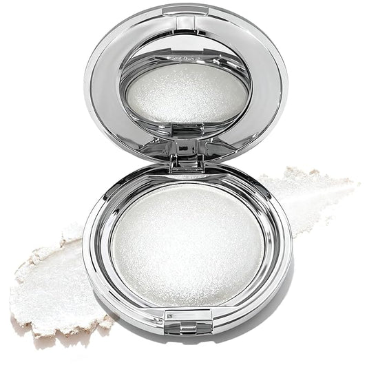 Highlighters Makeup Palettes,Face Glitter Glow Makeup Natural Glow Finish,Face Body Highlighters & Luminizers, Pearl Shimmer Highlighter Makeup Smooth Baked Powder,01-Pearl White