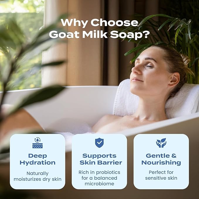 Body Restore Goat Milk Soap Bar 4 Pack – Mothers Day Gifts for Mom, Natural Moisturizing Body Soap with Probiotics, Birthday Gifts for Women, Self Care – Unscented