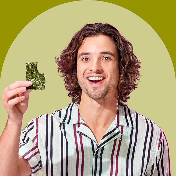 Gimme Seaweed Organic Premium Roasted Seaweed Snacks, Extra Virgin Olive Oil, 6 Count, Keto, Vegan, Gluten-Free, Great Source of Omega3s and Iodine, Healthy On-The-Go Snack for Kids and Adults