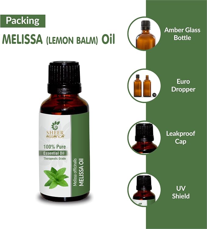 Melissa (Lemon Balm) Oil 15 ML (0.51 Fl.OZ) | 100% Pure Natural Undiluted Uncut Therapeutic Grade Melissa Officinalis Essential Oil