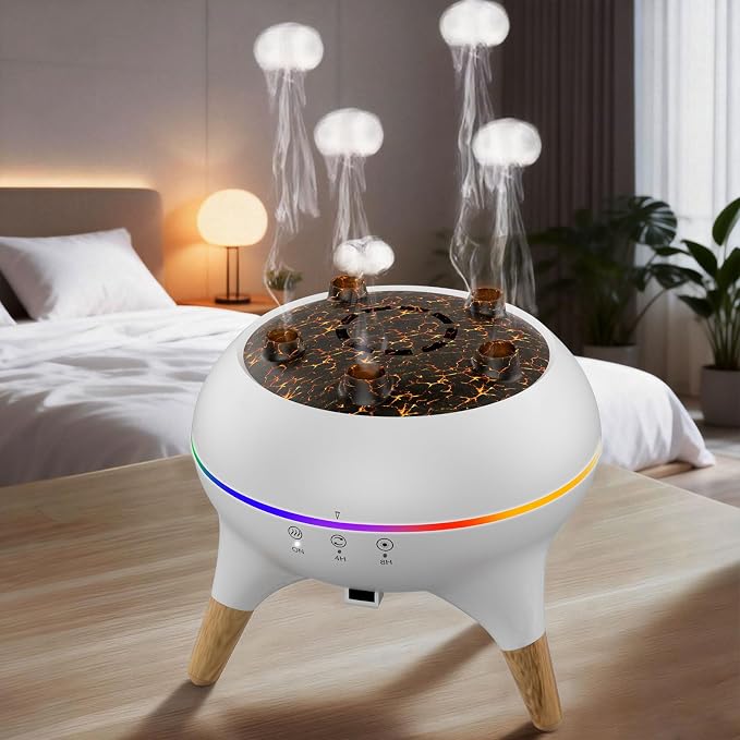 Morbou Essential Oil Diffuser Jellyfish Mist Dancing with Music Aromatherapy, 7 Colorful Lights Hotel Collection Diffuser Oils Scents for Home