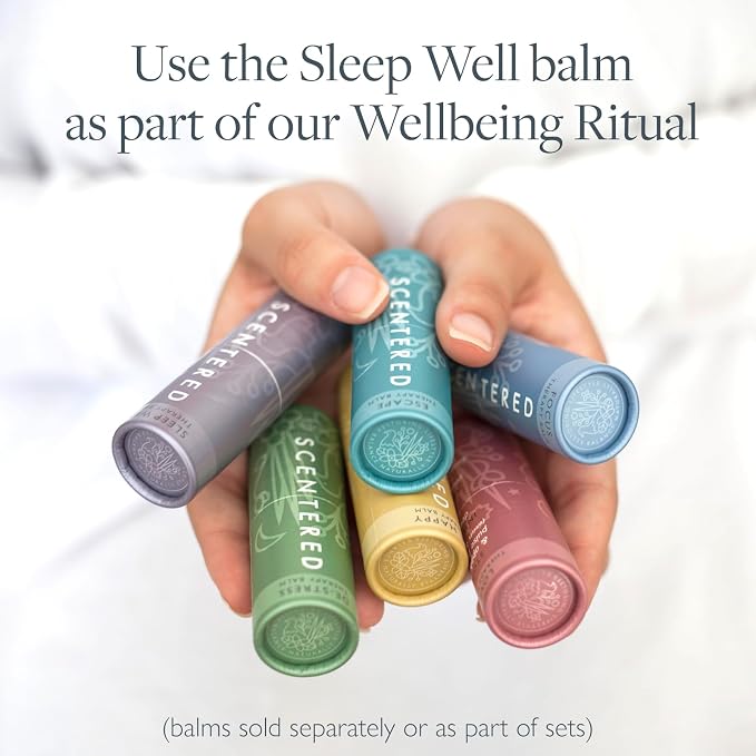 Scentered Aromatherapy Balm Stick - Sleep Well Lavender Essential Oil Roll On to Help Sleep - All Natural Sleep Aid with Palmarosa & Ylang Ylang - Aromatherapy Gifts for Women