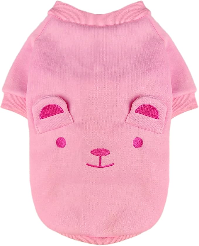 Pink Cute Dog Sweater Soft Winter Clothes for Small Dogs, S | Classic Pink Knit Pullover, Fall Winter Outfit, Elastic Cuffs, Holiday Party Matching, Machine Washable Sweatshirt for Pets