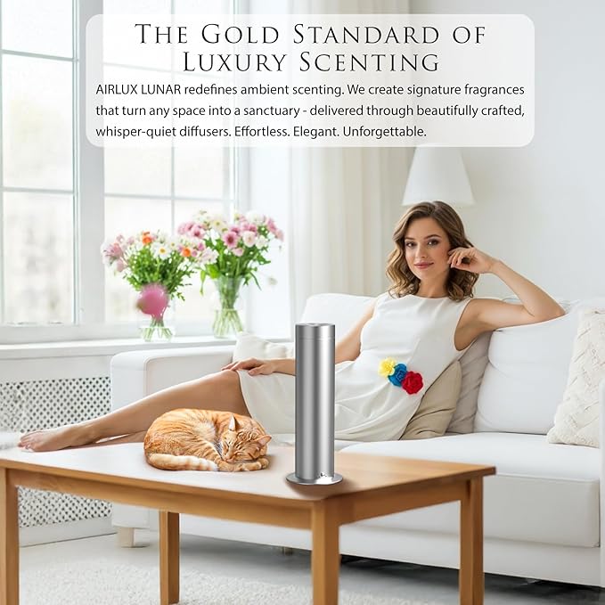 Lunar Smart Scent Diffuser for Home Large Room Oil Diffuser - Elixair 3X Technology Waterless Essential Oil Diffuser with 1100 Sq.Ft Coverage, Spill-Safe Design, Super Quiet 30dB