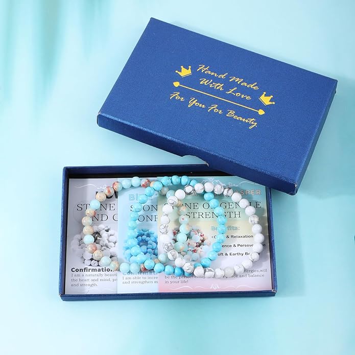 NCB 2.3-Piece 4mm Natural Crystal Gemstone Stretch Bracelets – Handmade Reiki Energy Healing Jewelry for Meditation,Yoga, Unisex
