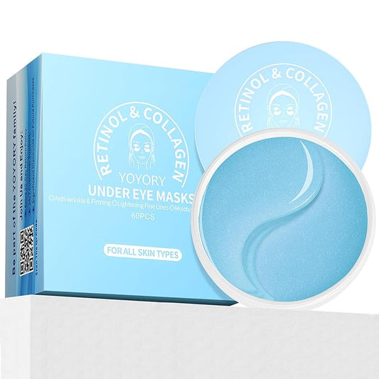 Under Eye Patches Masks - for Puffy Eyes, Fine Lines, Dark Circles,Wrinkles, Eye Bags Treatment with Collagen and Hyaluronic Acid,Firming & Cooling, Moisturizing and Hydrating Blue (60 Pcs)